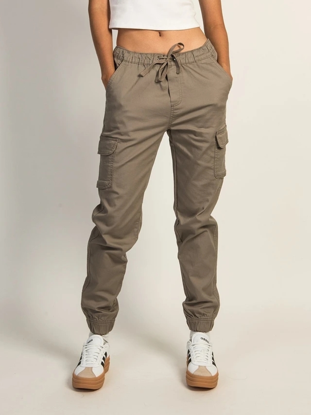 Harlow Taupe Drawstring Cargo Joggers